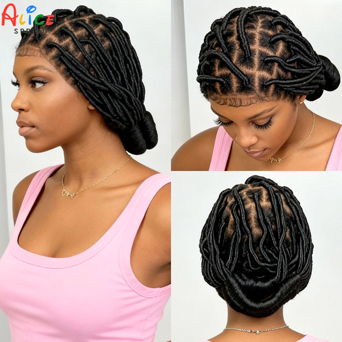 Synthetic Braided Wigs For Black Women - Perucas Trançadas Bantu Sintéticas de Renda