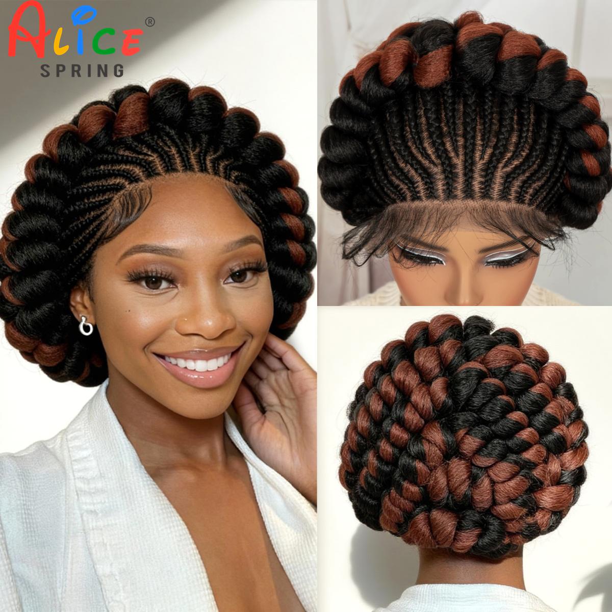 Synthetic Braided Wigs For Black Women - Cornrow trançado perucas sintéticas cheias do