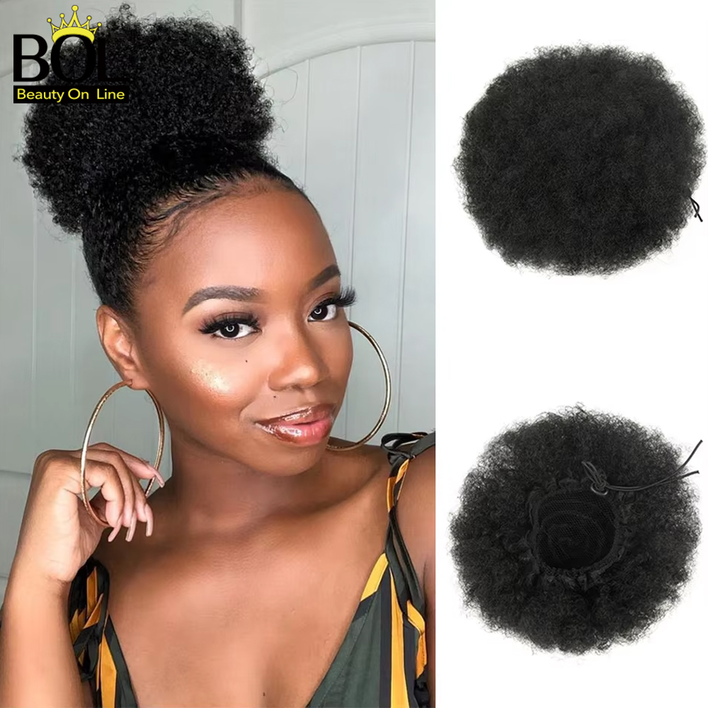 Drawstring Afro Curly Puff Ponytail - Extensão de Rabo de Cavalo Afro