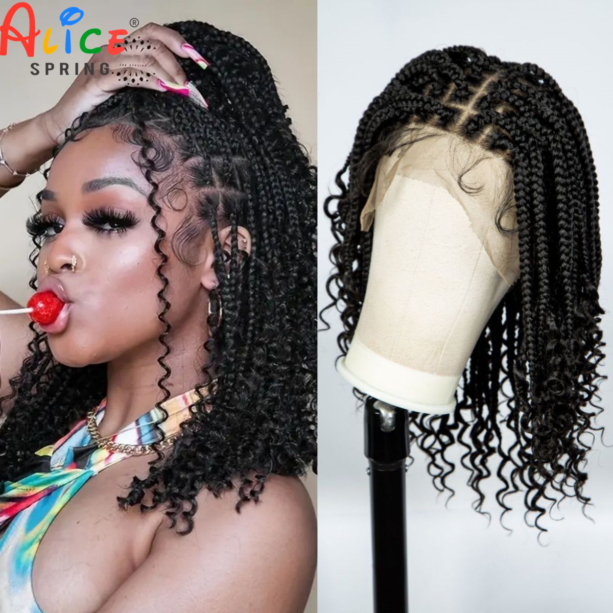 Synthetic Braided Wigs For Black Women - Caixa sem nós trançado perucas com