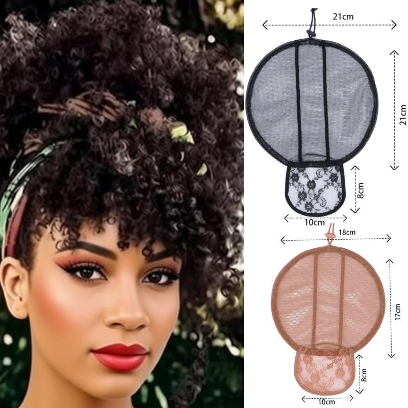 Drawstring Afro Curly Puff Ponytail - Rede de Cabelo Afro Ajustável de