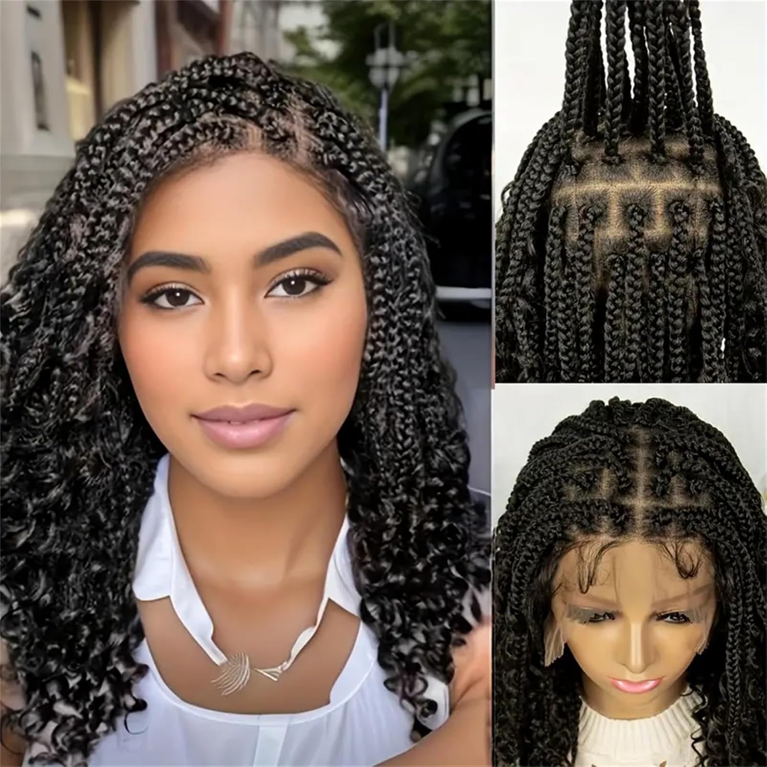Synthetic Braided Wigs For Black Women - Peruca Trançada Curta Sem Nós de