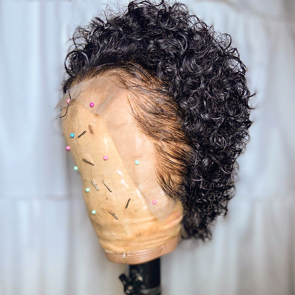 Curly pixie corte peruca de re - Short Pixie Cut Wig Human Hair Cheap avaliação e preço