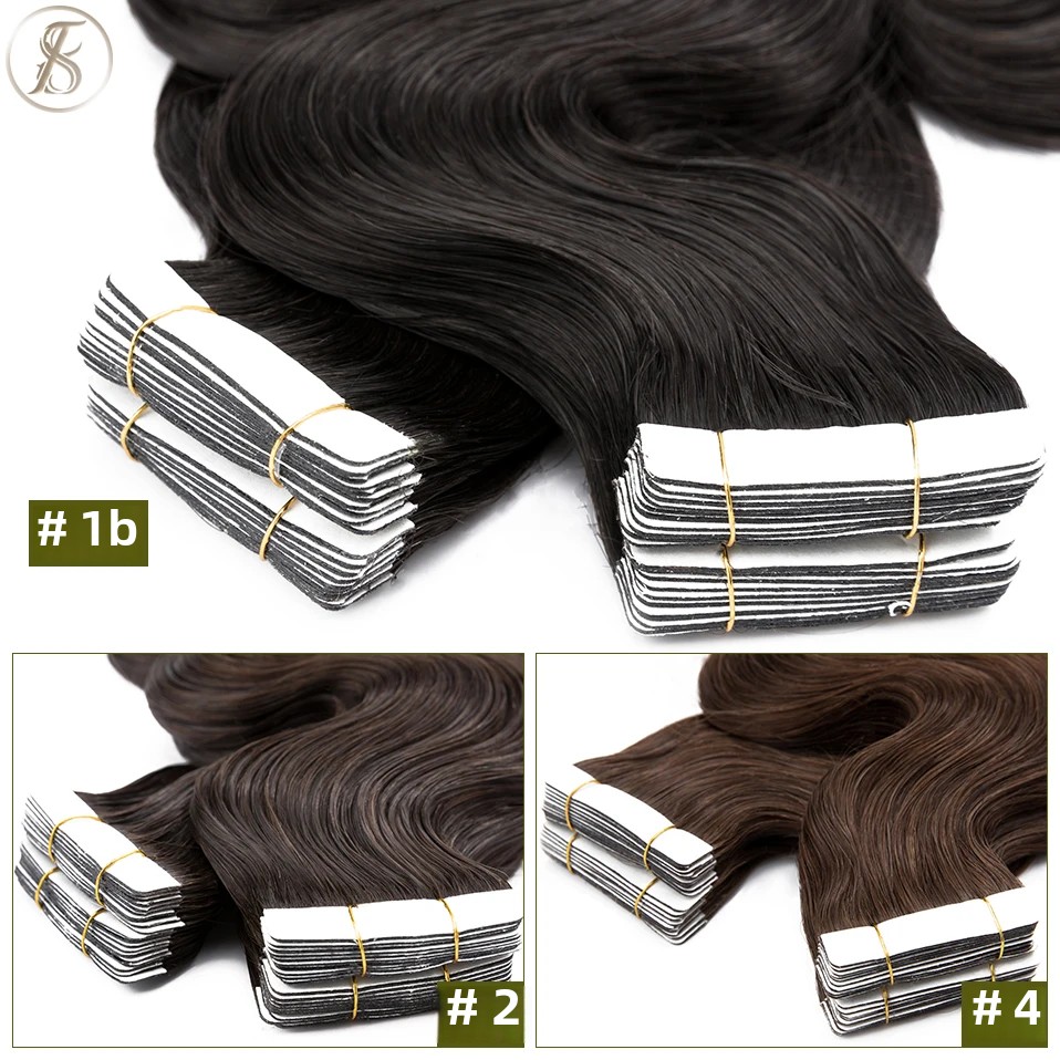 Tess 20 pçs fita ondulada em e - Invisible Tape In Extensions Real Hair avaliação e preço