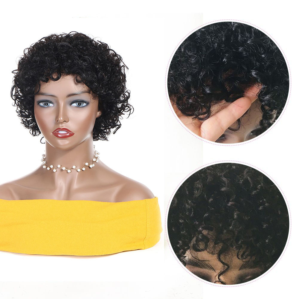 Peruca curta de corte pixie en - Short Pixie Cut Wig Human Hair Cheap avaliação e preço