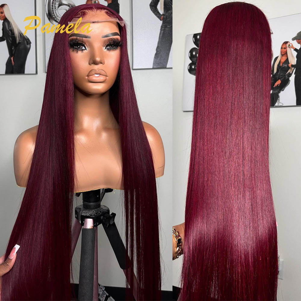 Super duplo desenhado borgonha - Human Hair Wigs avaliação e preço