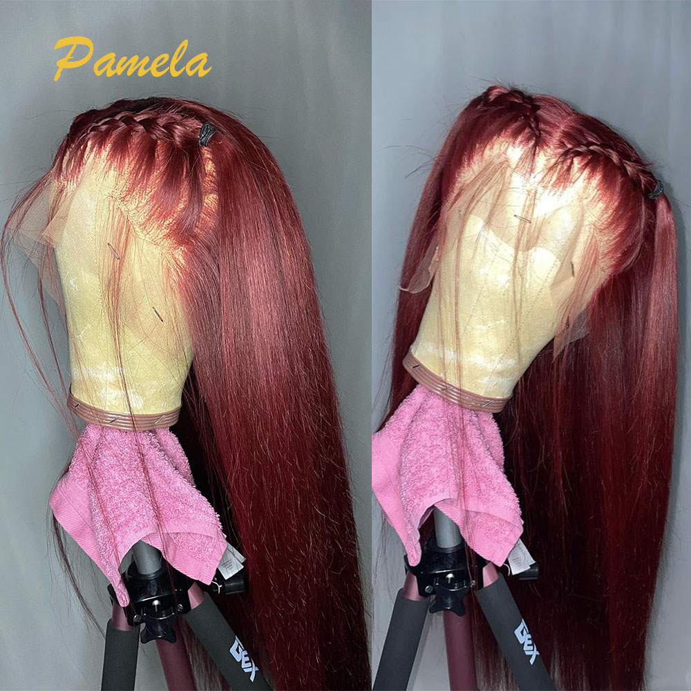 Super duplo desenhado borgonha - Human Hair Wigs avaliação e preço