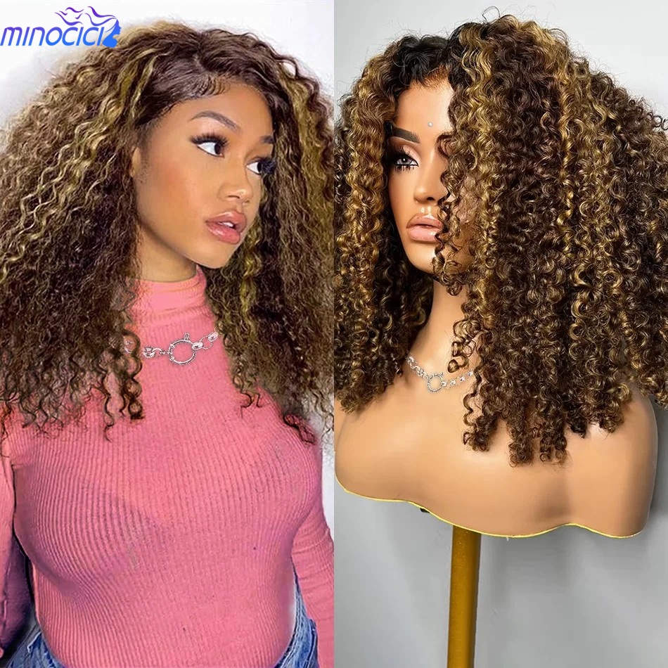 Peruca curta e encaracolada co - Glueless Wear And Go Human Hair Wig avaliação e preço