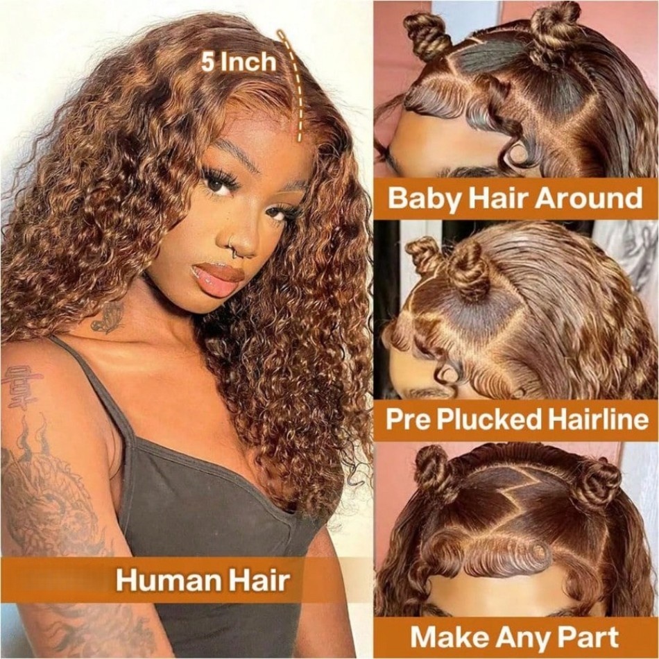 Peruca curta e encaracolada co - Glueless Wear And Go Human Hair Wig avaliação e preço