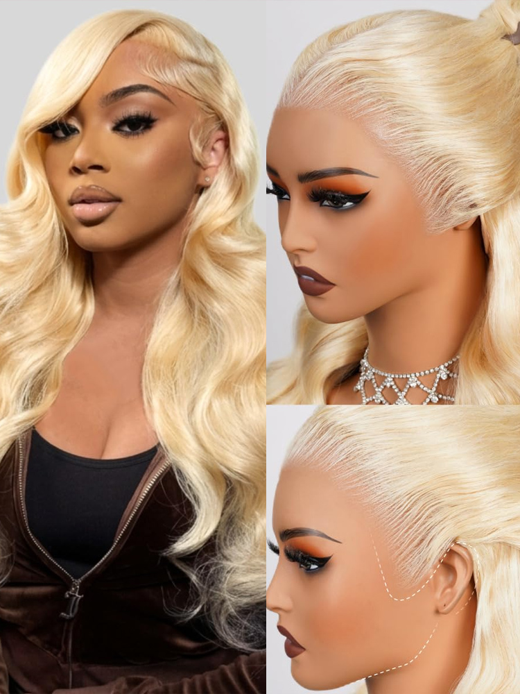 Perucas de Cabelo Humano Cor L - 613 Blonde Body Wave Lace Front Wig avaliação e preço