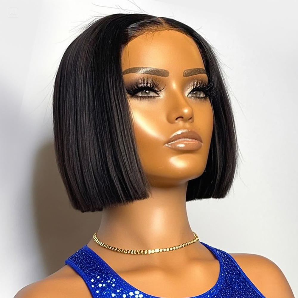 Peruca Bob Curta Lisa com Dens - Glueless Wear And Go Human Hair Wig avaliação e preço