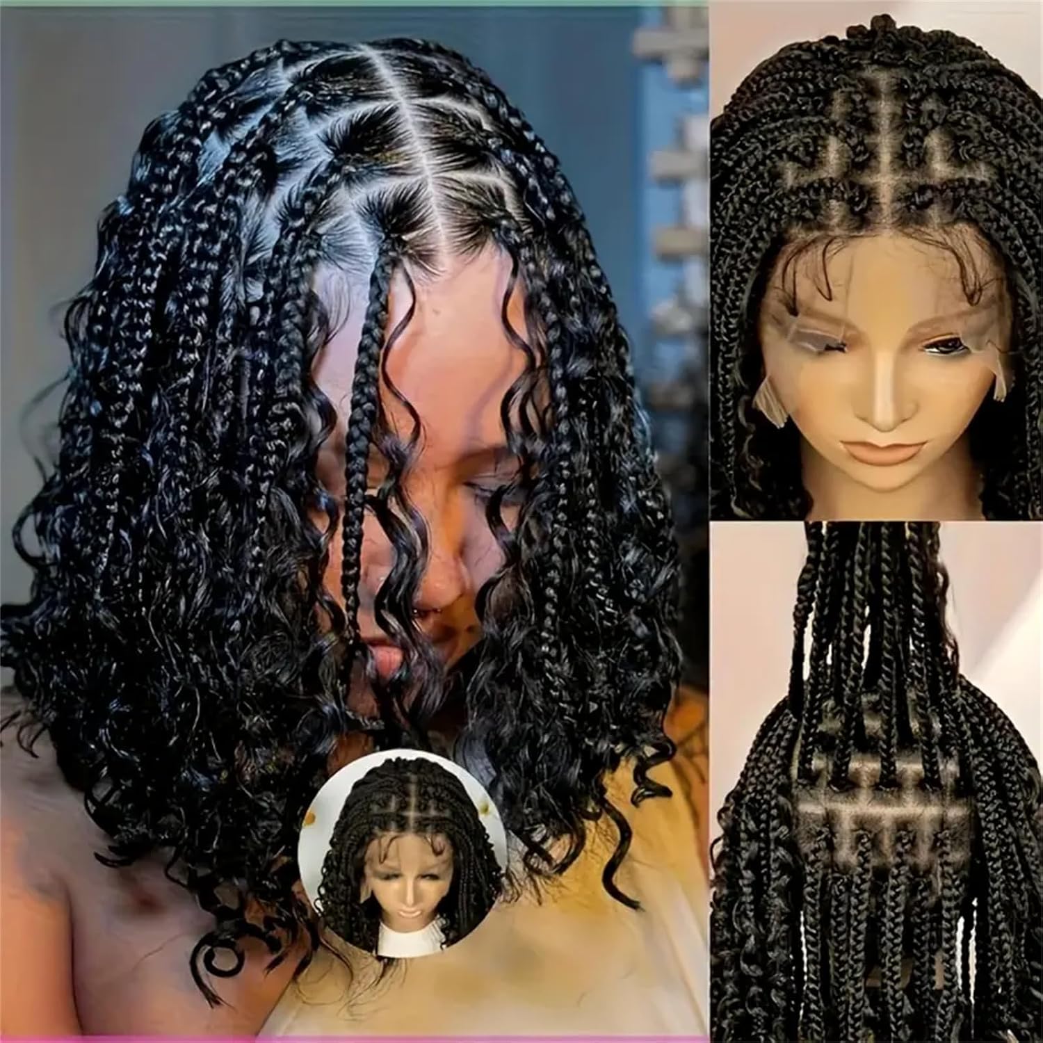Peruca Trançada Curta Sem Nós  - Synthetic Braided Wigs For Black Women avaliação e preço