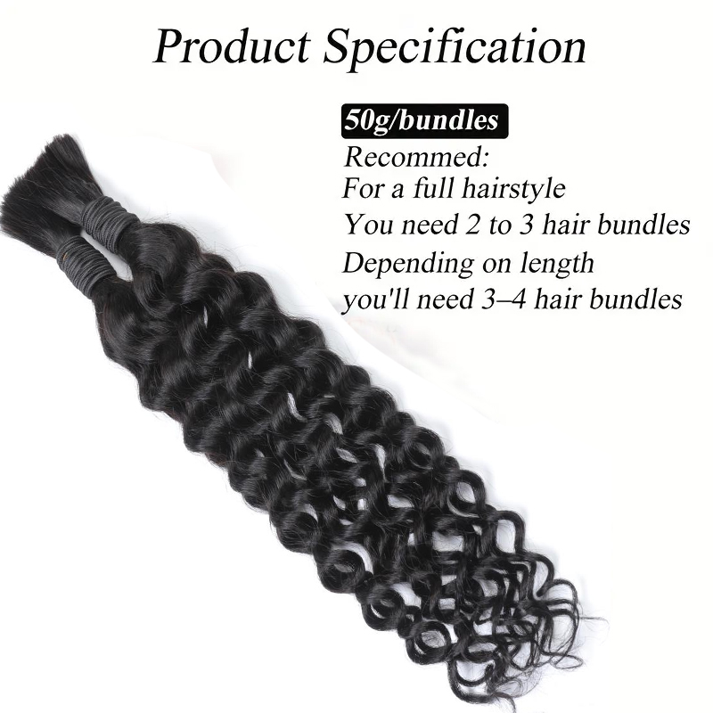 Cabelo Humano Ondulado Boho pa - Water Wave Bulk Human Hair For Braiding avaliação e preço