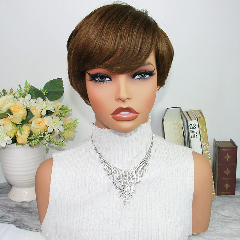 Peruca Pixie Cut Marrom Chocol - Short Pixie Cut Wig Human Hair Cheap avaliação e preço